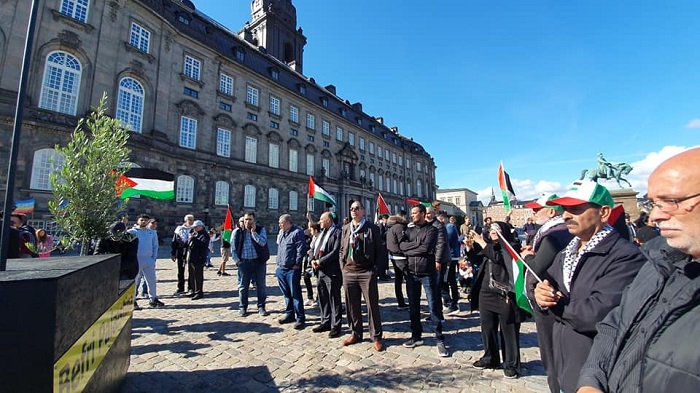 In a first, the flag of Palestine raised at the Danish parliament building celebrating Flag Day