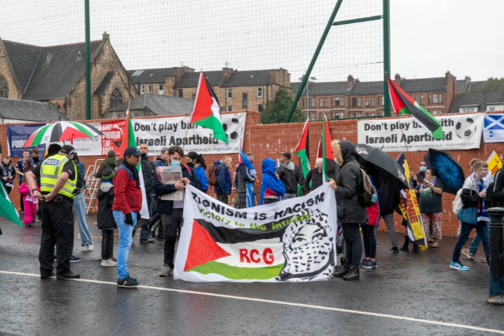 Pro-Palestine protesters gather outside Hampden ahead of Scotland World Cup qualifier