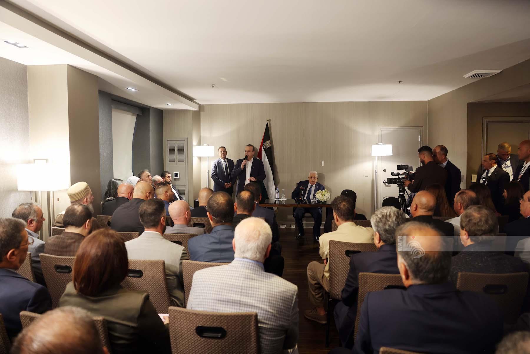 President Abbas meets with leaders of the Palestinian community in the US