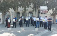 Palestinians demonstrate outside an Israeli court in support of Jerusalem’s PA governor
